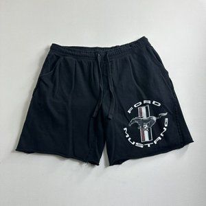 Ford Mustang Black Sweat Shorts Mens Size Large Official Licensed Product Fleece